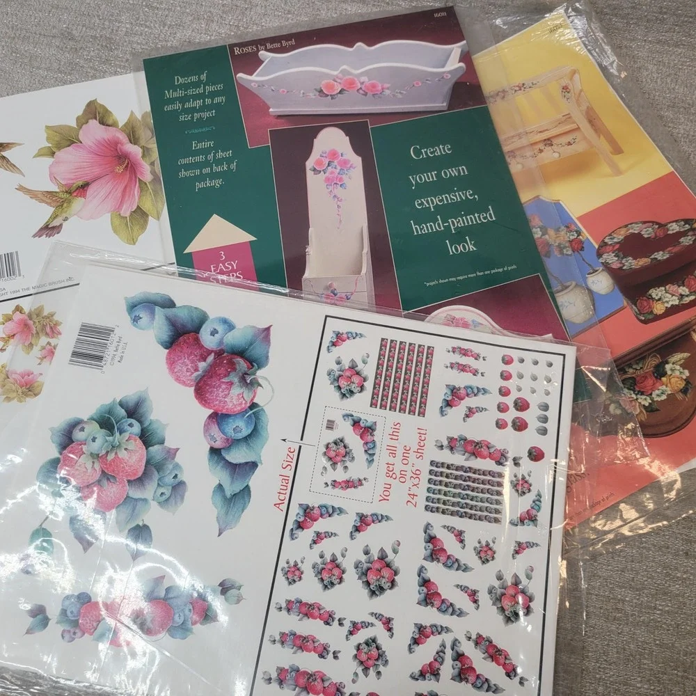 Back Street Inc Decoupage Prints Hand Painted Floral Christmas HUGE LOT New